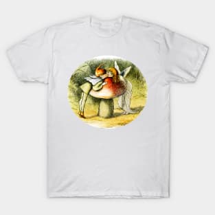 Elf in love with the fairy... in a mushroom landscape T-Shirt